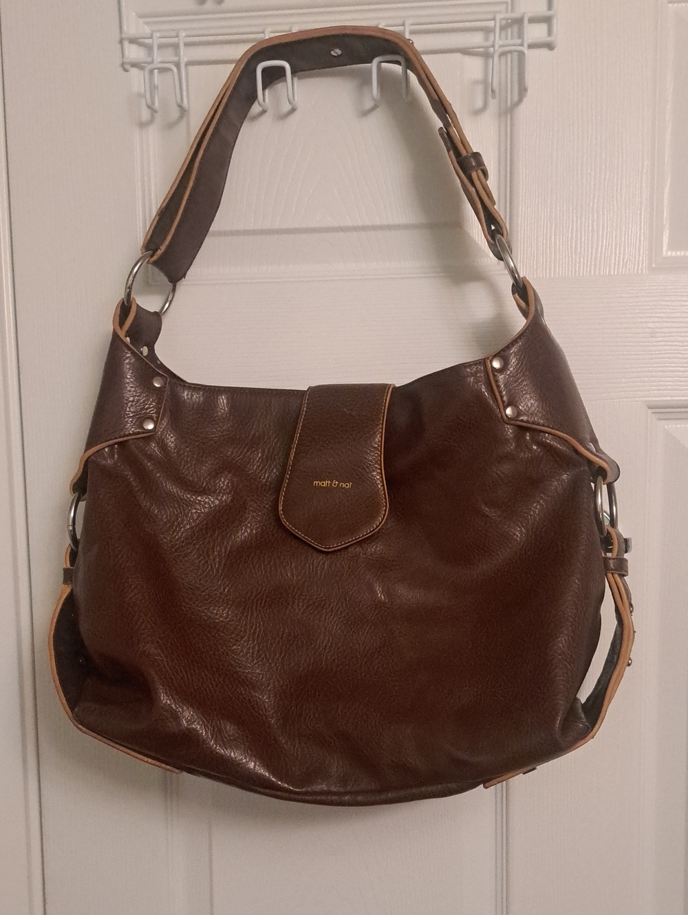 Matt & Nat Large Brown Faux Leather Slouchy Hobo Shoulder Bag
